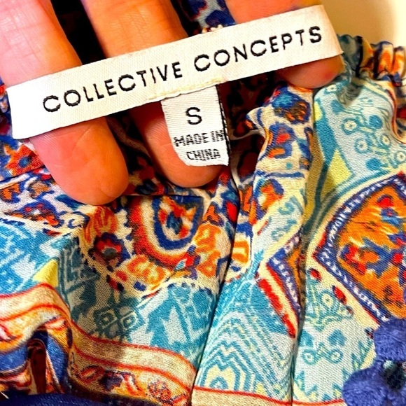 Collective CONCEPTS Spaghetti Strap Boho Summer Blouse Crochet Detail Festival S - Picture 12 of 13